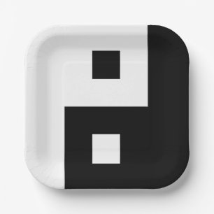 Square Yin Yang Paper Plate