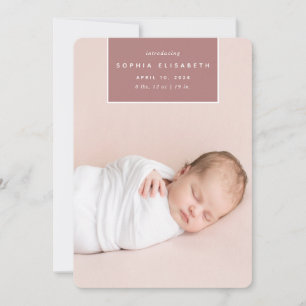 Squared Away Vertical Photo Birth Announcement