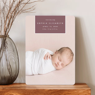 Squared Away Vertical Photo Birth Announcement