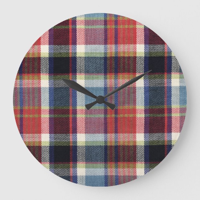 Squared Textile Texture Background. Large Clock (Front)