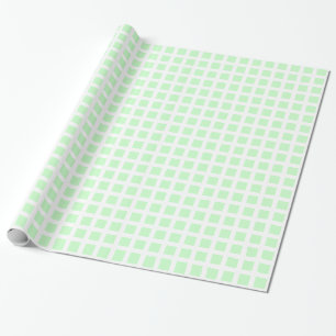Squares 02 - Ghost Green on White Wrapping Paper
