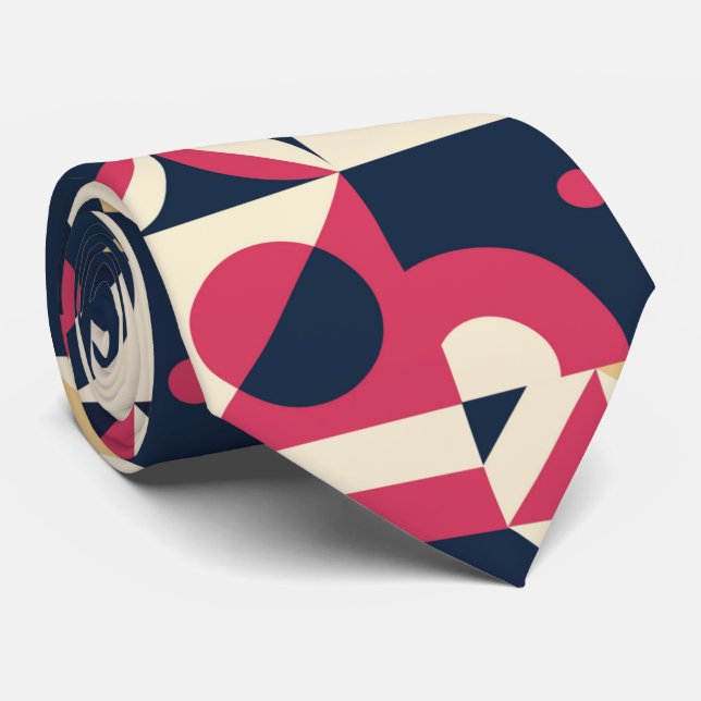 Squares Abstract Geometrical Pattern Necktie (Rolled)