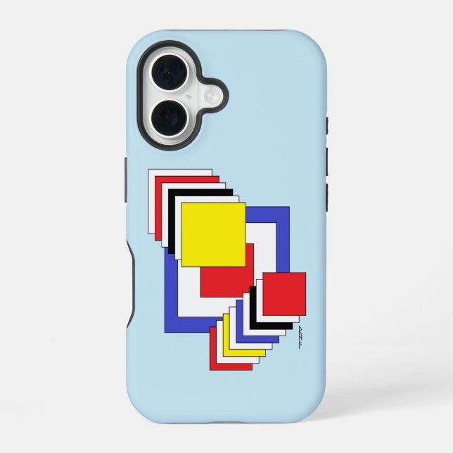 Squares Abstract iPhone 16 Case (Back)