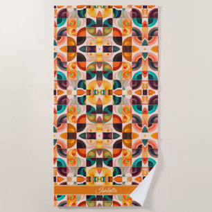Squares Abstract Retro Modern Collection Beach Towel