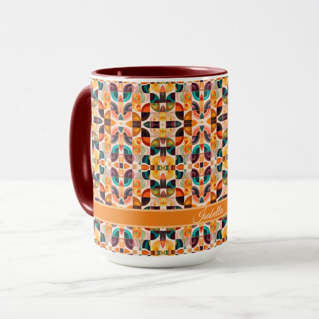 Squares Abstract Retro Modern Collection Mug (Front Left)