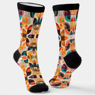 Squares Abstract Retro Modern Collection Socks