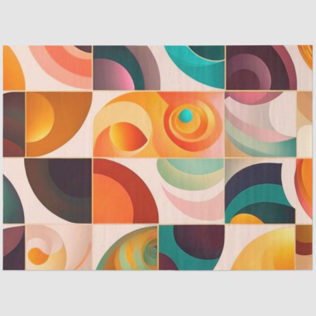 Squares Abstract Retro Modern Collection Tissue Paper (Front)