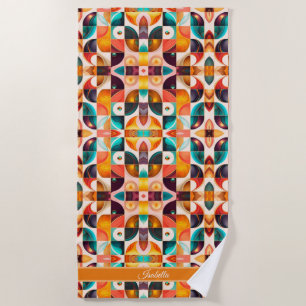 Squares Abstract Retro Popular Collection Beach Towel