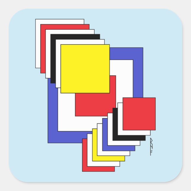 Squares Abstract Square Sticker (Front)