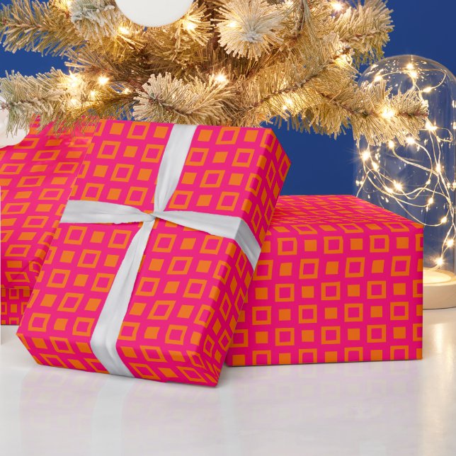 Squares and Boxes Pattern DIY Colours Rasp Pink Or Wrapping Paper (Holidays)