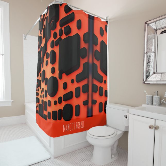 Squares and circles 3D Orange Urban Pattern (In Situ)