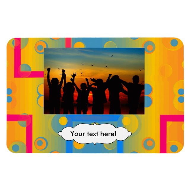 Squares and circles abstract design magnet (Horizontal)