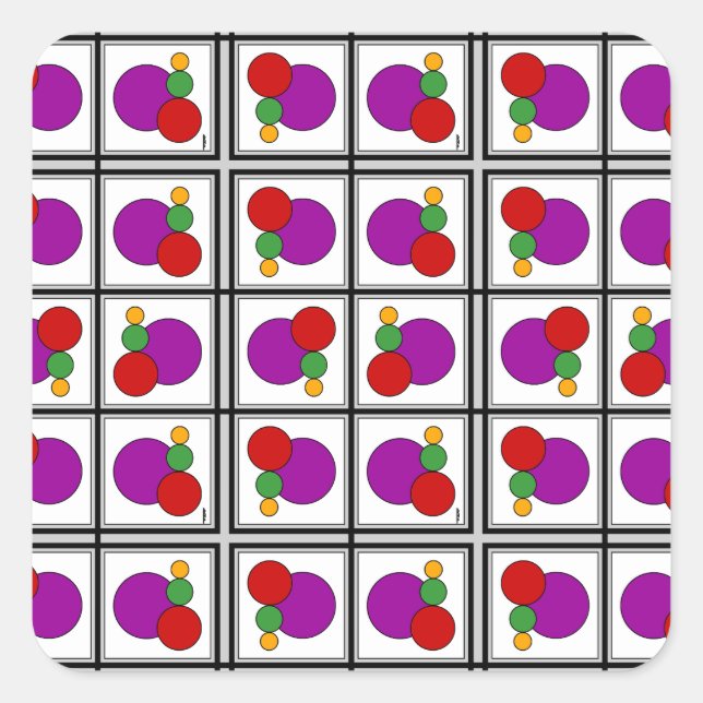 Squares and Circles Abstract Square Sticker (Front)