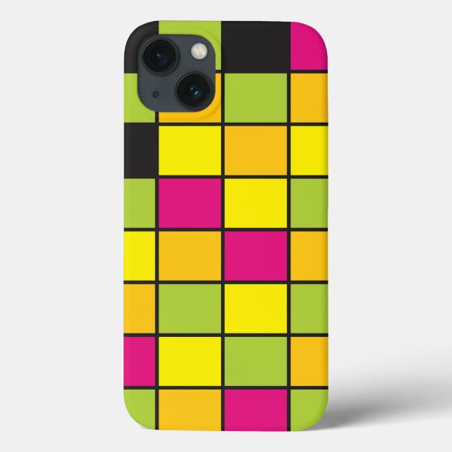 Squares Brightly Neon Coloured Pattern Case-Mate iPhone Case (Back)