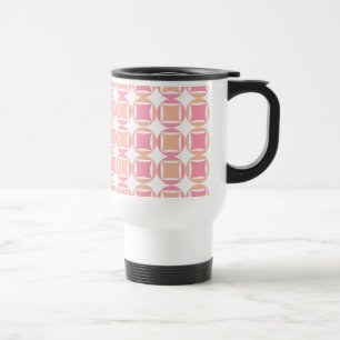 Squares & Circles in Orange and Pink Pattern Travel Mug
