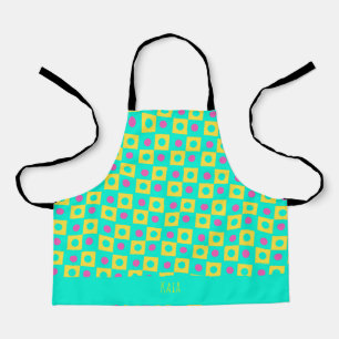 Squares & Circles Yellow Pink Minimal Pattern Apron