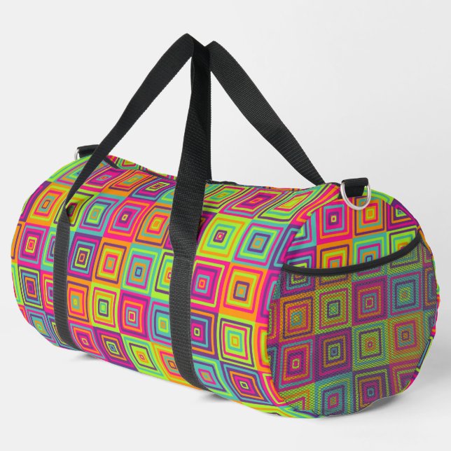 squares colourful pattern duffle bag (Right Corner)