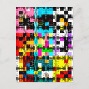 Squares Geometric colourful abstract art  Postcard