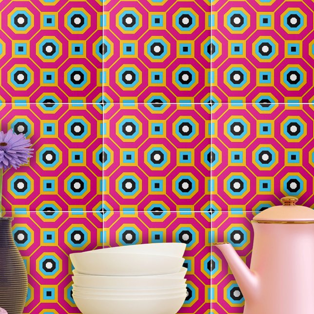 Squares & Hexagons Colorful Geometric Pattern Tile (Creator Uploaded)