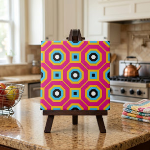 Squares & Hexagons Colourful Geometric Pattern Tile