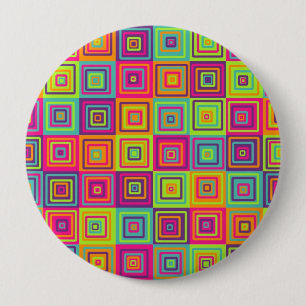 Squares Pattern 4 Inch Round Button