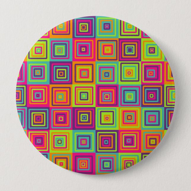 Squares Pattern 4 Inch Round Button (Front)
