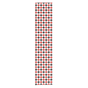 Squares Pattern black red white + your idea Short Table Runner