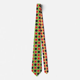 Squares Pattern black red white + your idea Tie