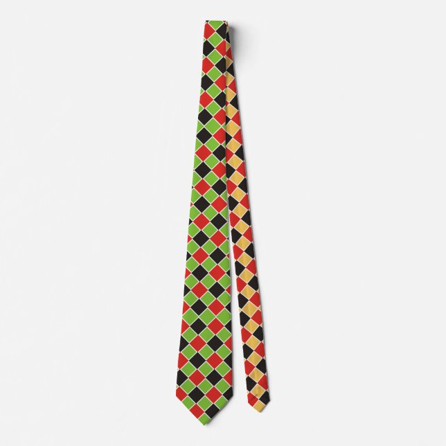 Squares Pattern black red white + your idea Tie (Front)