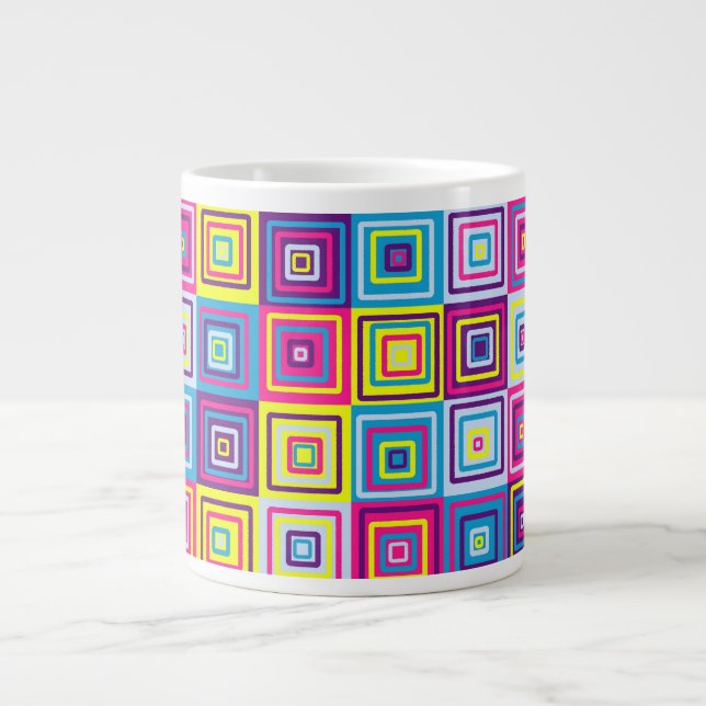 Squares Pattern Large Coffee Mug (Front)
