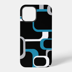 Squares Pattern Retro Blue Grey White Black iPhone 12 Pro Case