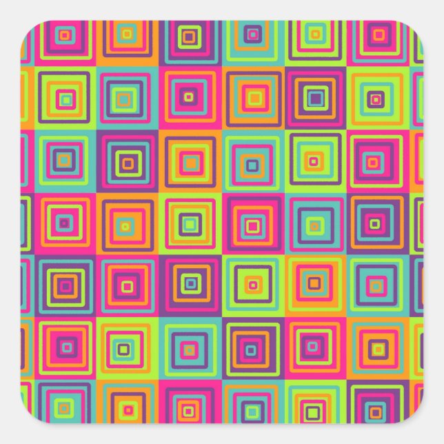 Squares Pattern Square Sticker (Front)
