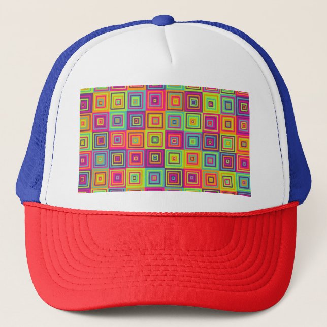 Squares Pattern Trucker Hat (Front)