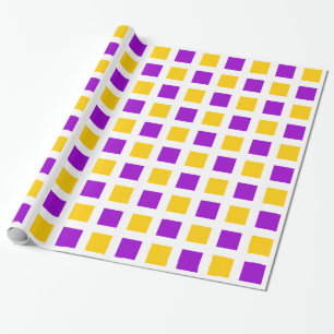 Squares - Purple and Amber on White Wrapping Paper