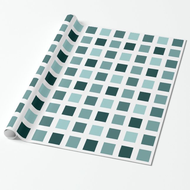 Squares - Shades of Green Wrapping Paper (Unrolled)