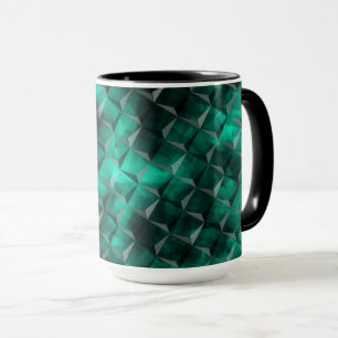 Squares to triangles stained in some emerald colou mug