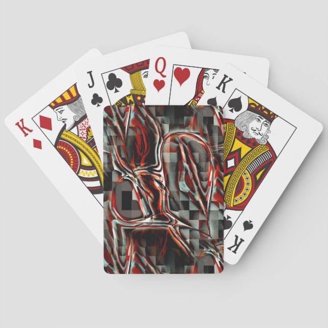 Squares under strange reddish spots forming heart  playing cards (Back)