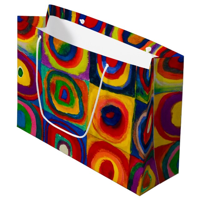 Squares with Circles, Abstract, Wassily Kandinsky Large Gift Bag (Front Angled)