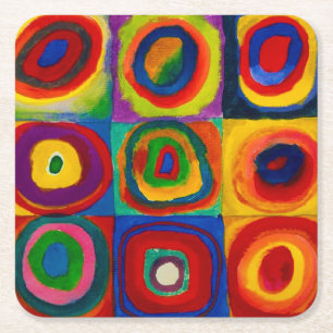 Squares with Circles, Abstract, Wassily Kandinsky Square Paper Coaster