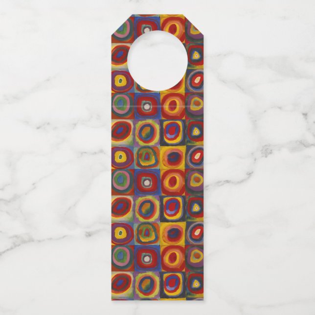 Squares With Concentric Circles Bottle Tag (Front)