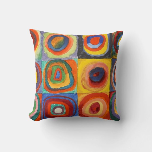 Squares with Concentric Circles by Kandinsky Throw Pillow (Front)