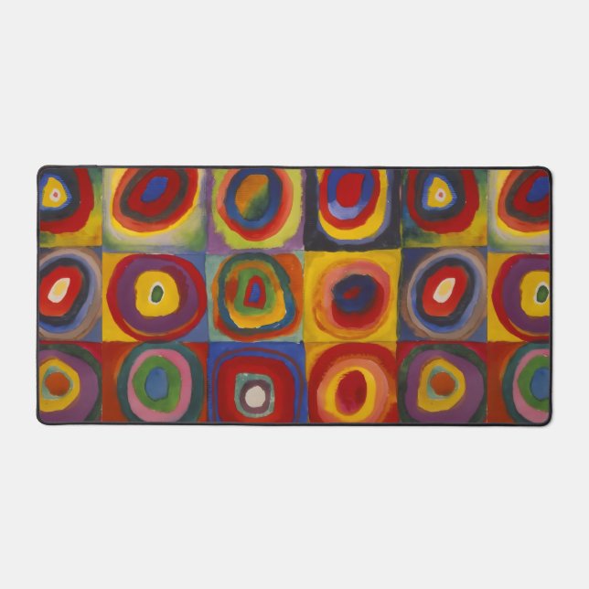 Squares With Concentric Circles Desk Mat (Front)