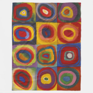 Squares With Concentric Circles Fleece Blanket