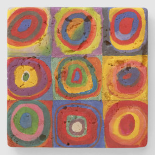 Squares with Concentric Circles Kandinsky Stone Coaster