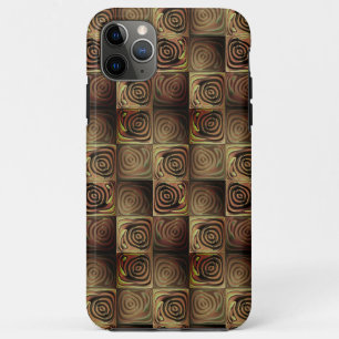 Squares with round shapes simulating wooded relief iPhone 11 pro max case