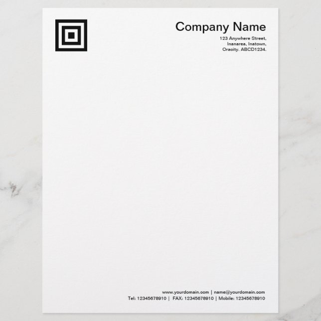 Squares within Squares - Black Letterhead (Front)