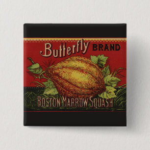 Squash Antique Vegetable Label Can 2 Inch Square Button