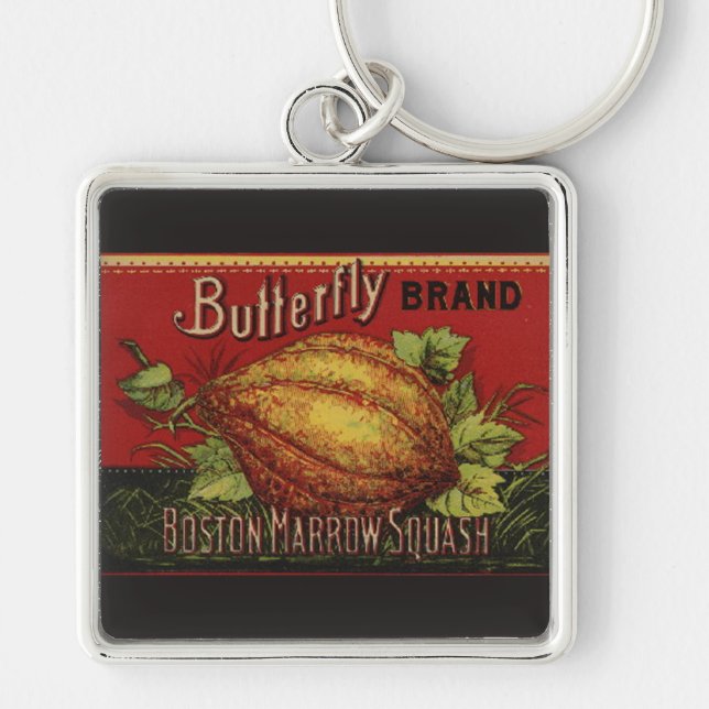 Squash Antique Vegetable Label Can Keychain (Front)