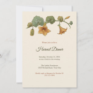 Squash Blossom Vine Harvest Dinner Invitation