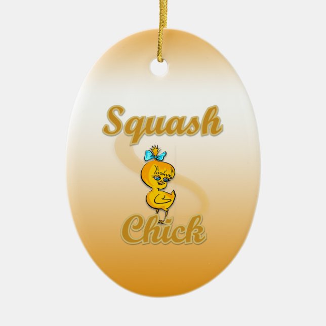 Squash Chick Ceramic Ornament (Front)